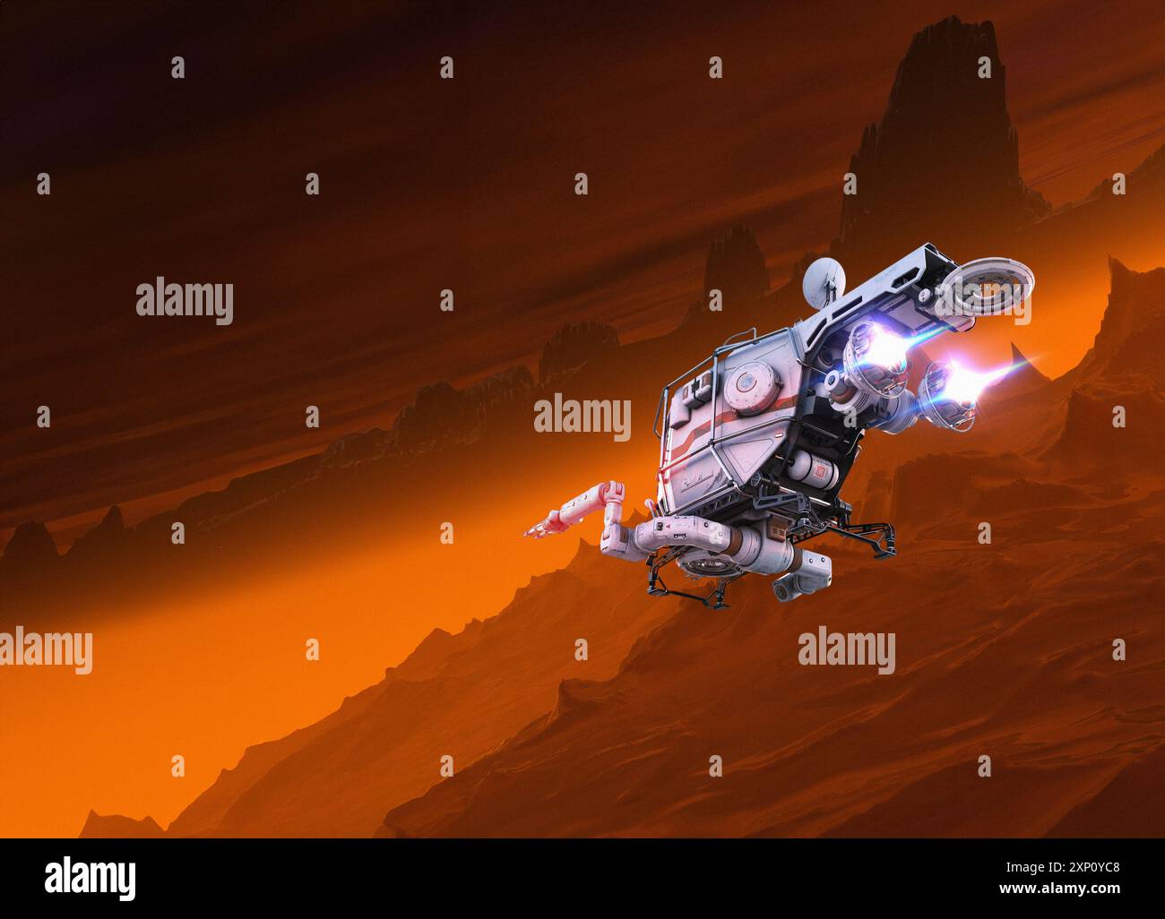 Véhicule spatial sur mars, illustration. Banque D'Images