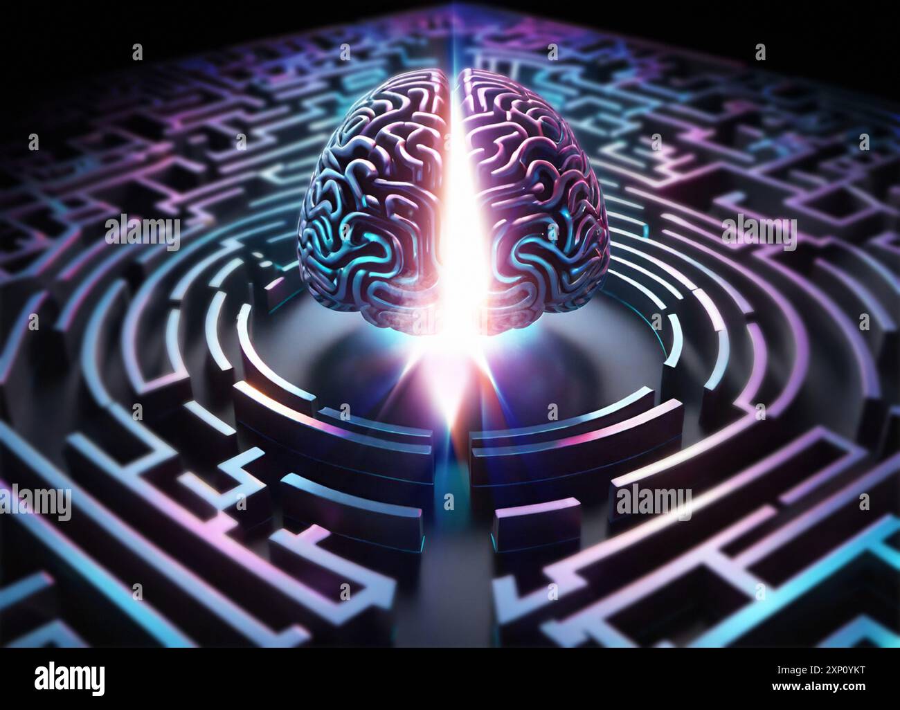 Interface cerveau-ordinateur, illustration conceptuelle. Banque D'Images