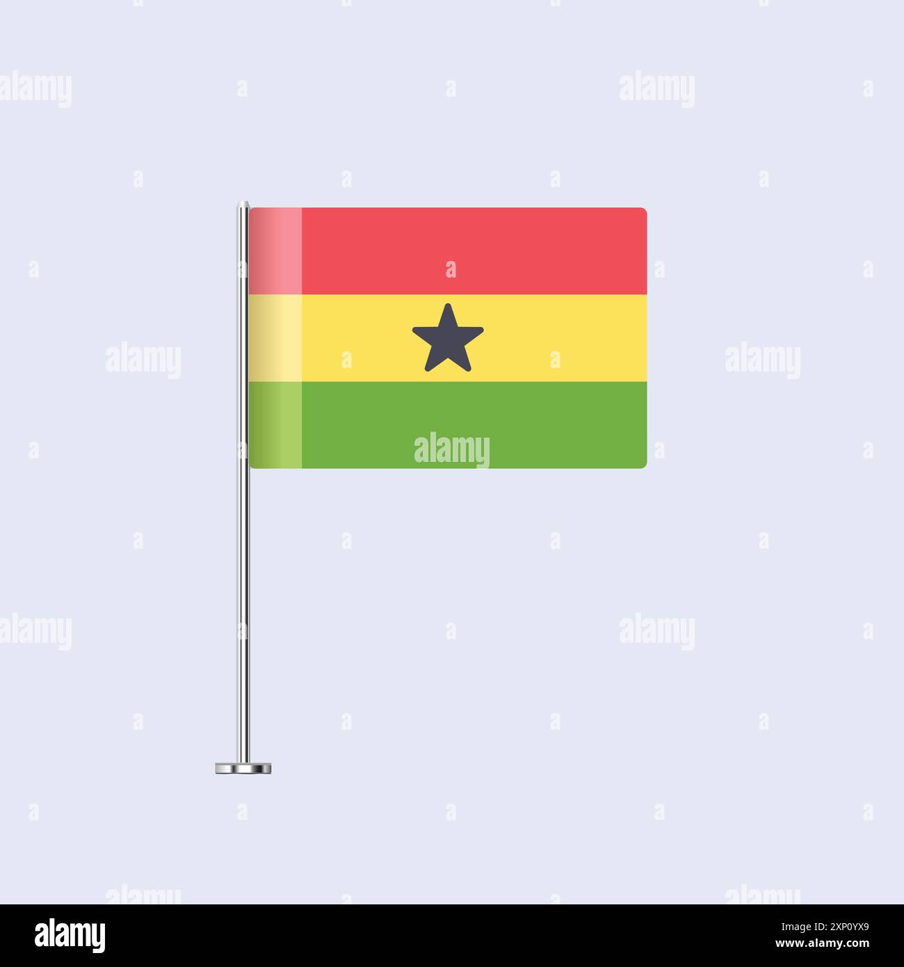 Drapeau de table isolé du Ghana sur le pôle, conception vectorielle du drapeau ghanéen pour l'impression et le Web Illustration de Vecteur