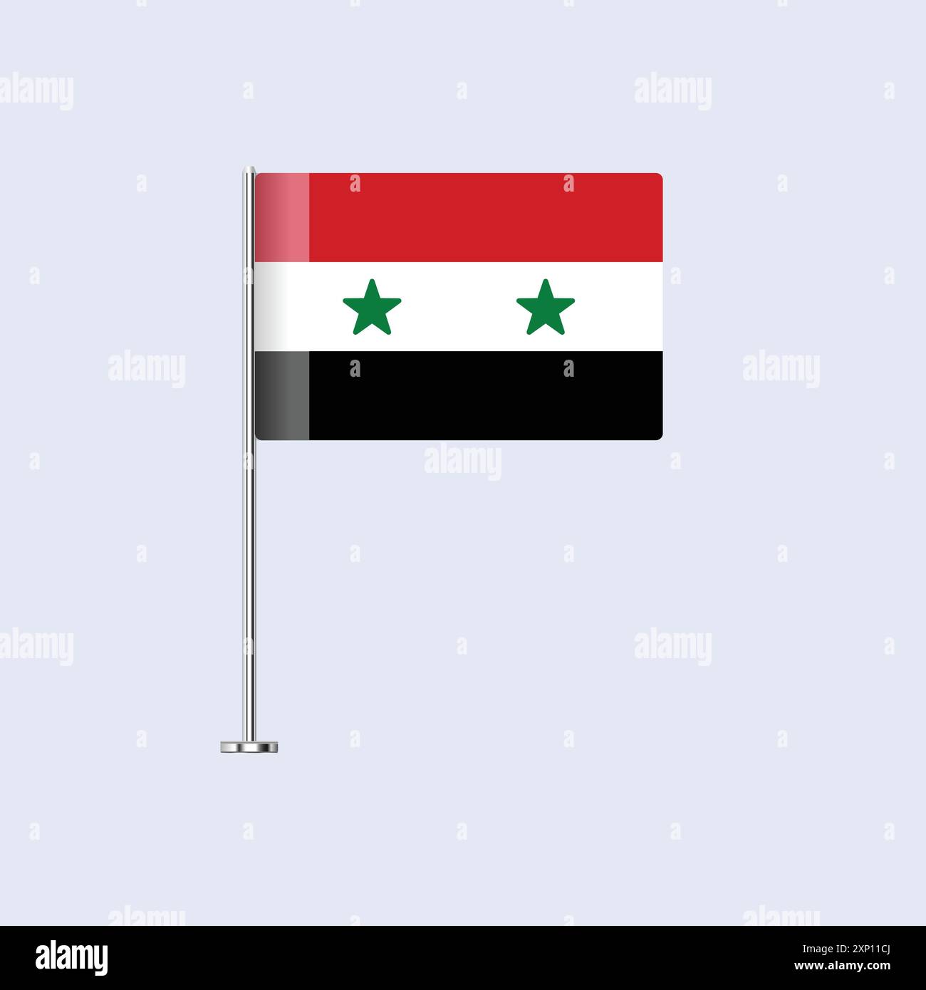 Drapeau de table isolé de Syrie sur le pôle, conception de vecteur de drapeau syrien pour l'impression et le Web Illustration de Vecteur