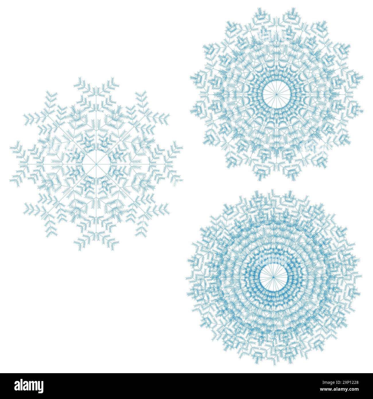 Illustrations vectorielles magnifiquement détaillées de flocons de neige, parfaites pour les conceptions sur le thème de Noël, les décorations de vacances et les projets d'hiver. Illustration de Vecteur