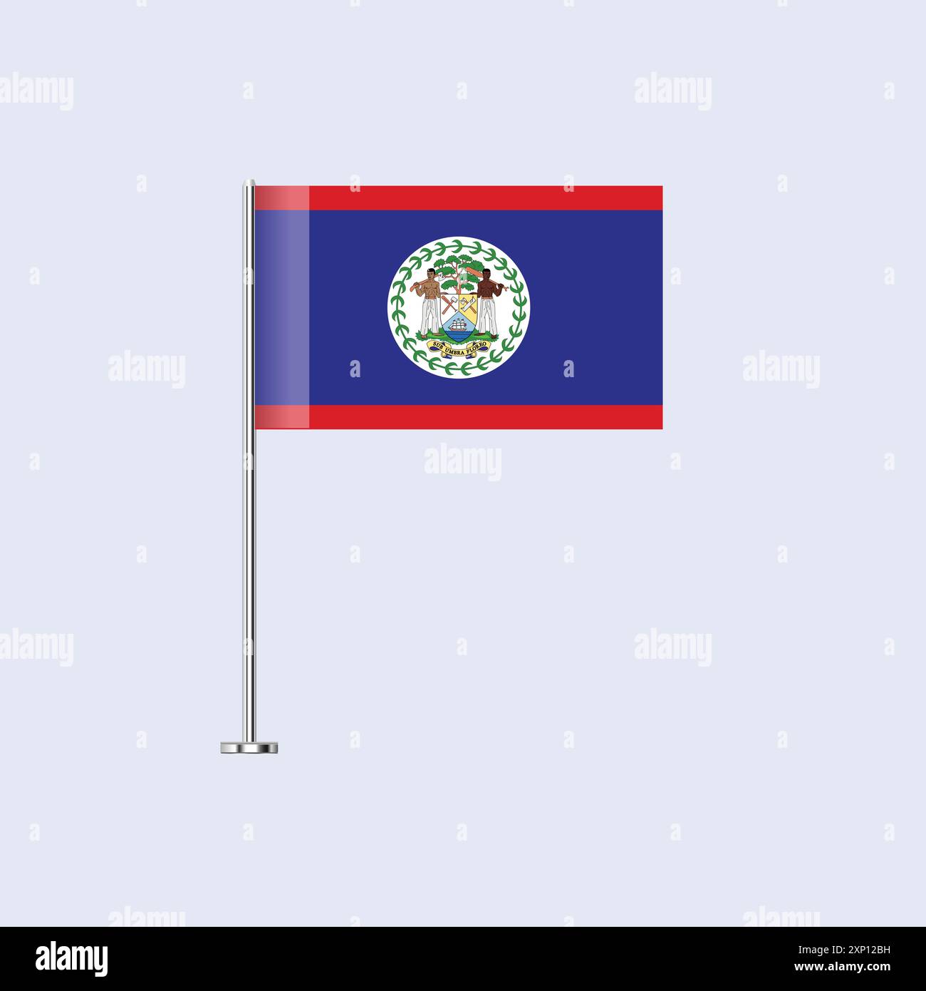 Drapeau de table isolé du Belize sur le pôle, conception vectorielle du drapeau du Belize pour l'impression et le Web Illustration de Vecteur