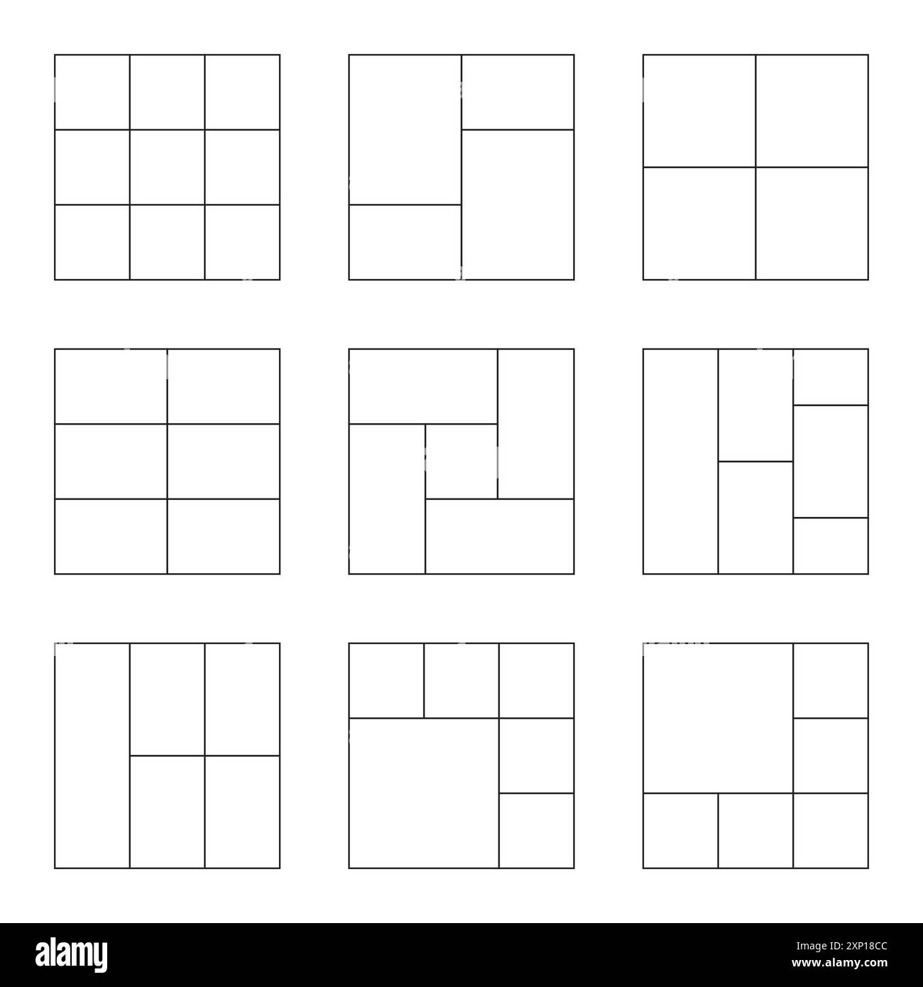 Modèles pour photo dans le style de ligne. Jeu de collages photo. Collage de photos vide. Vecteur Illustration de Vecteur