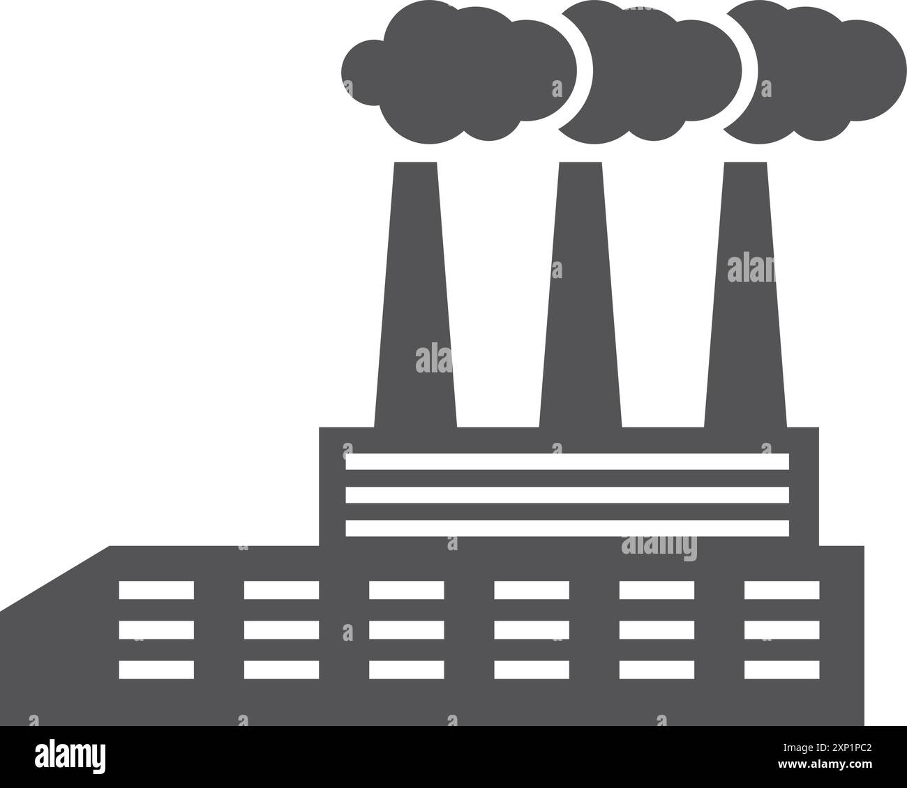 Icône secteur. Bâtiment d'usine noir. Pollution atmosphérique Illustration de Vecteur