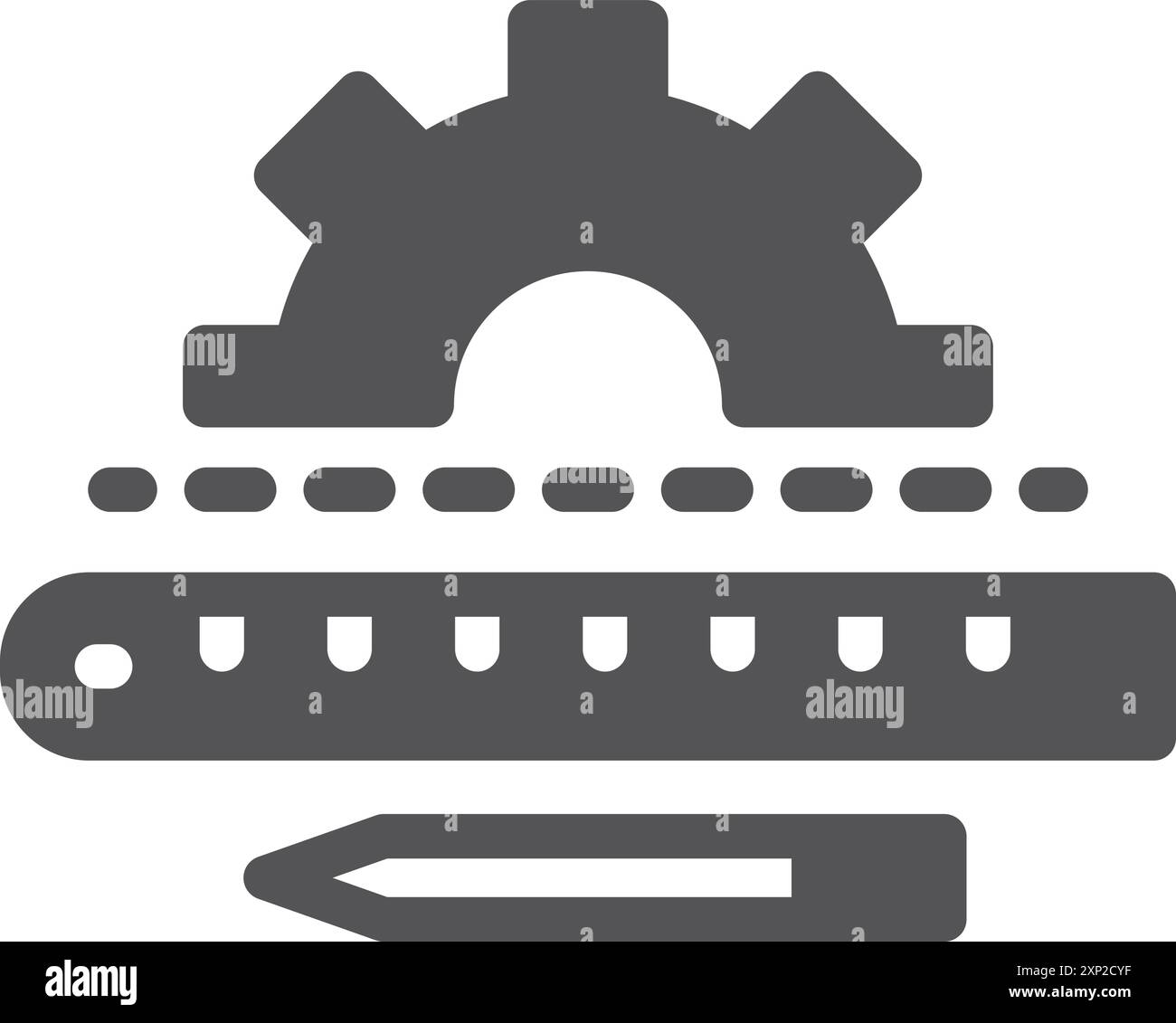 Icône noire de l'outil de dessin de plan de processus technique et de plan directeur Illustration de Vecteur