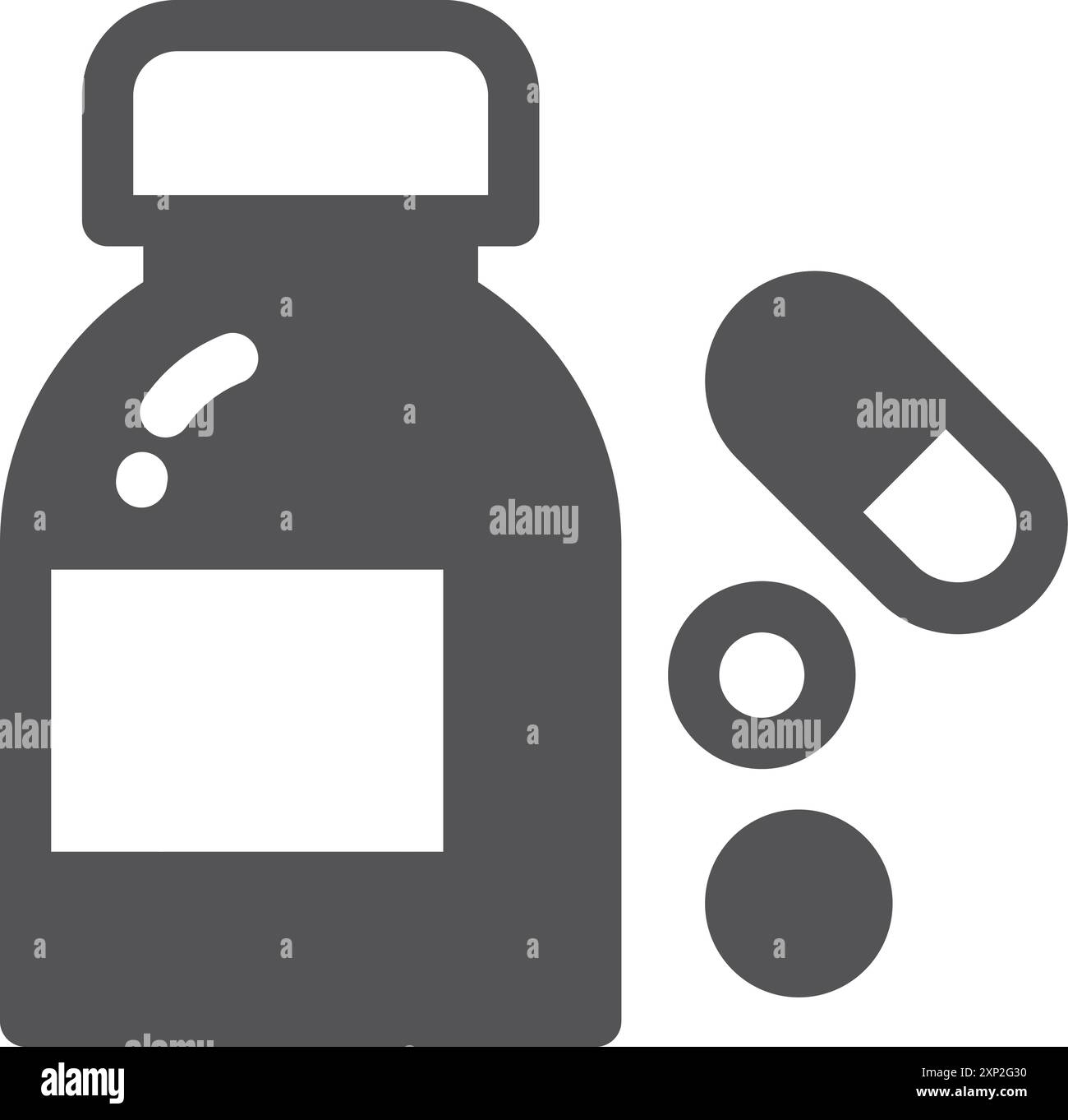 Icône médicaments. Bouteille avec comprimés et pilules Illustration de Vecteur