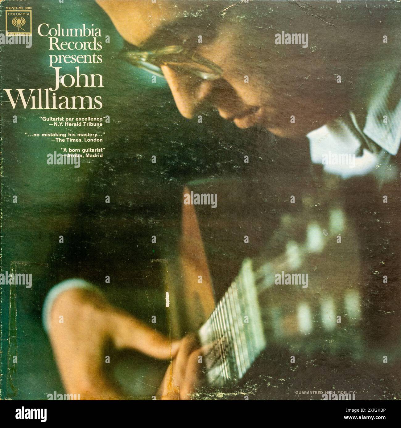 Columbia Records présente John Williams, album de guitare classique du guitariste John Williams Banque D'Images