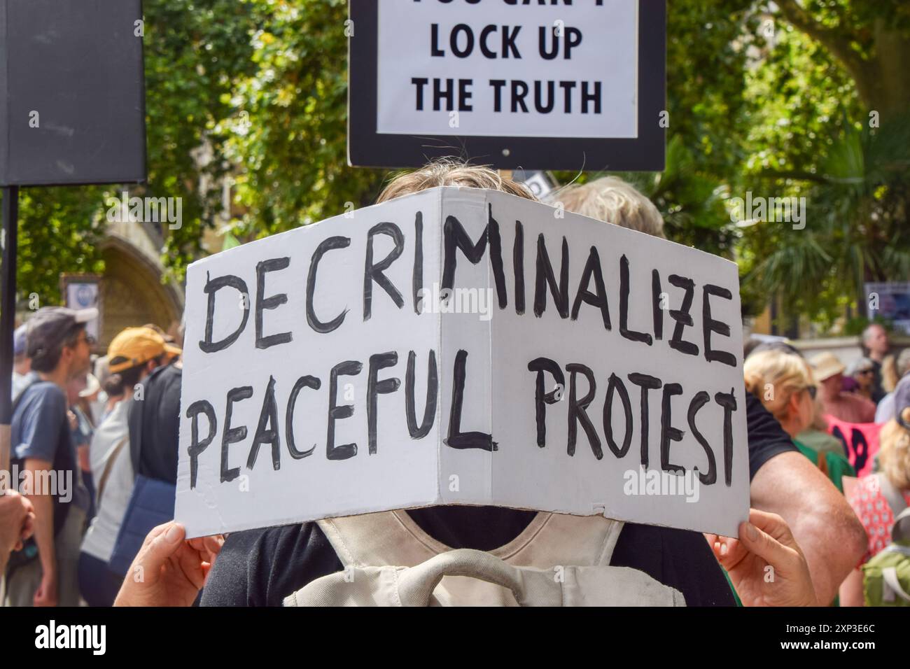 Londres, Royaume-Uni. 3 août 2024. Les manifestants se sont rassemblés sur la place du Parlement en solidarité avec 21 militants de Just Stop Oil qui sont actuellement en prison. Crédit : Vuk Valcic/Alamy Live News Banque D'Images