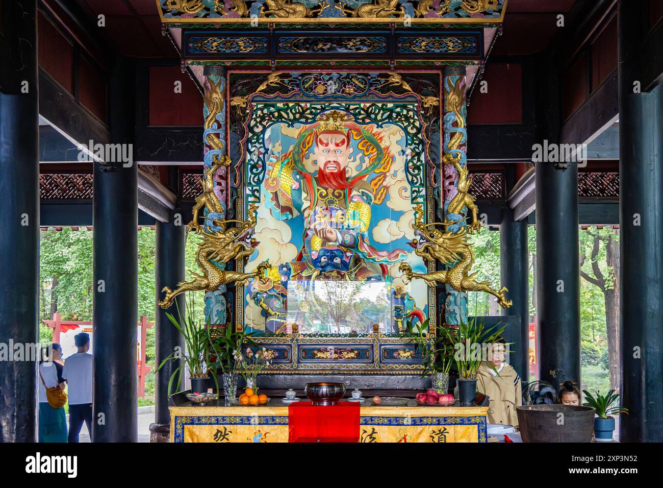 Graphismes élaborés dans un temple taoïste. Chengdu, Sichuan, Chine. Banque D'Images