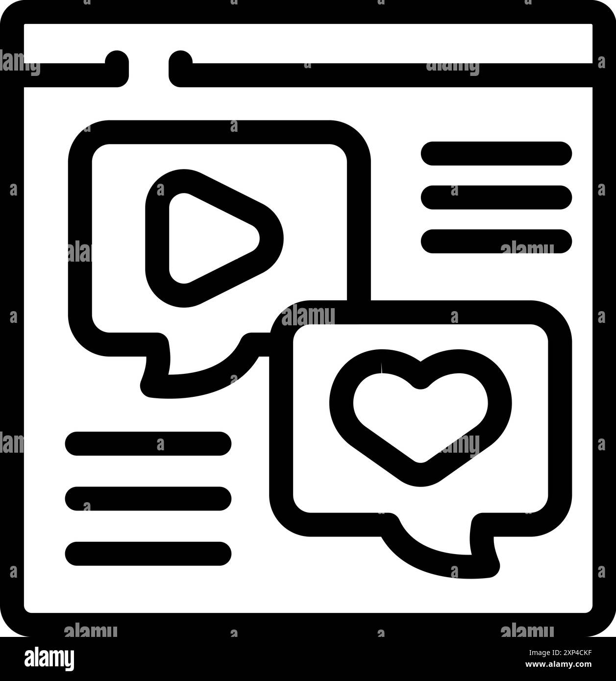 Contenu de site Web engageant avec une vidéo et recevoir des commentaires positifs et des J'aime Illustration de Vecteur