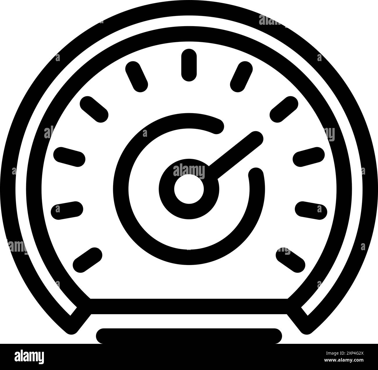 Icône de ligne simple d'un compteur de vitesse avec l'aiguille pointant vers une vitesse élevée Illustration de Vecteur