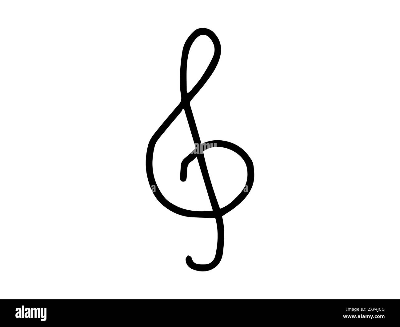 Clef triple noire dessinée à la main isolée sur un fond blanc. Concept de notes de musique, éducation musicale, design minimaliste, symbole de musique en feuille. Icône d'impression, élément de design. Illustration de Vecteur