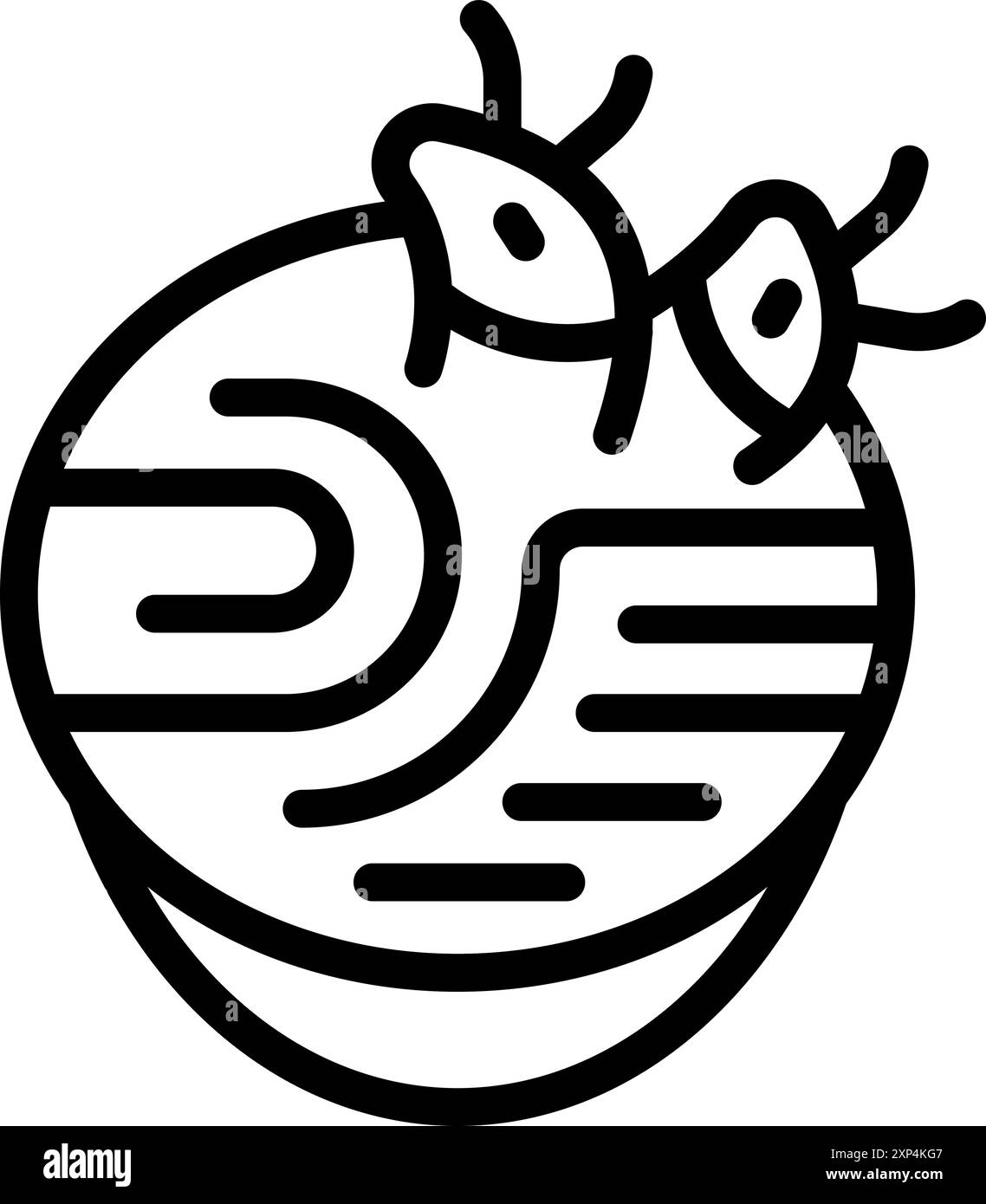 Icône Line art des bactéries colonisant une boîte de Pétri, parfait pour les projets scientifiques ou médicaux Illustration de Vecteur