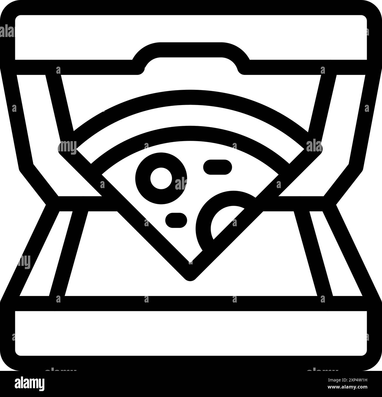 Tranche de délicieuse pizza est servie dans une boîte à pizza en carton classique Illustration de Vecteur