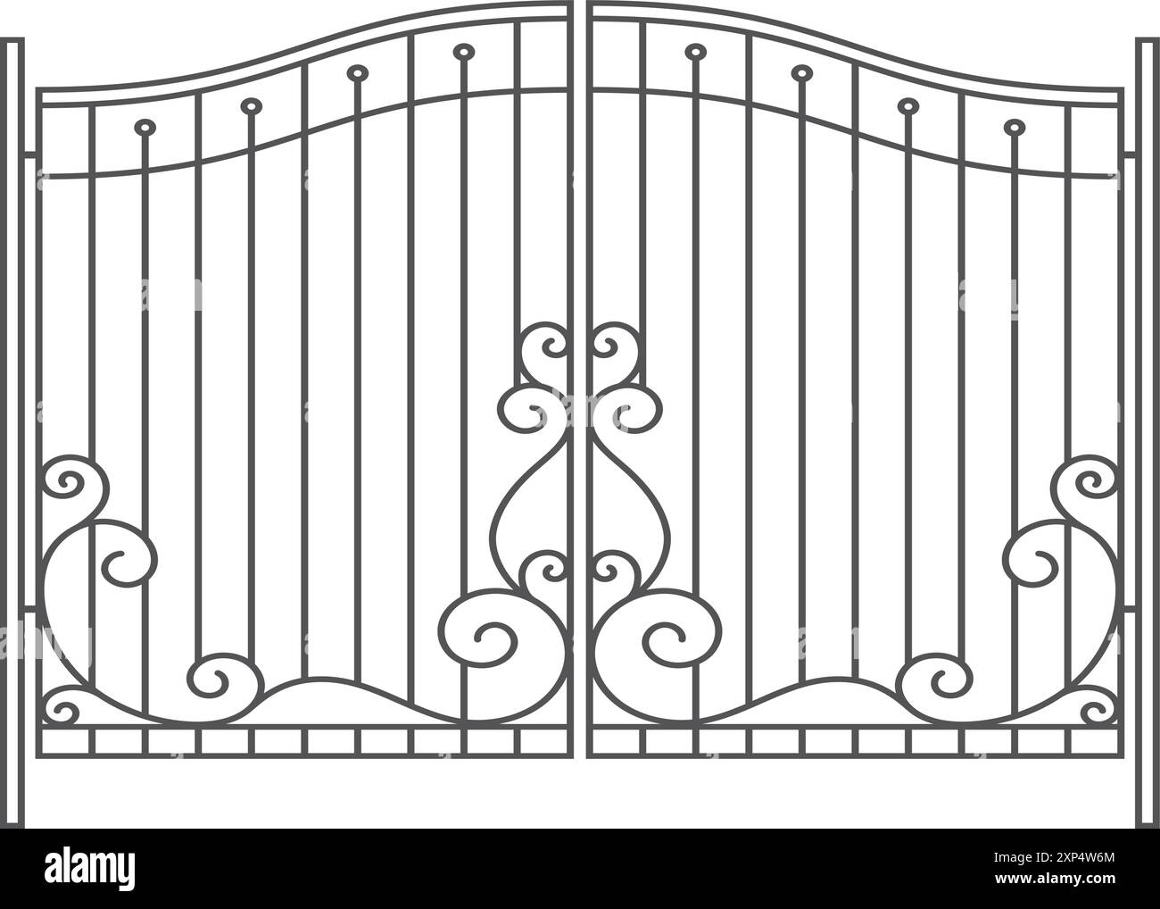 Portes en fer. Entrée forgée classique décorative ornée Illustration de Vecteur