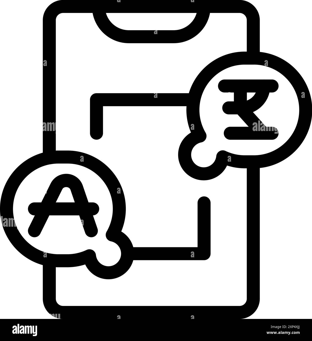 Smartphone affiche une application de traduction linguistique, mettant en évidence le concept de communication globale Illustration de Vecteur