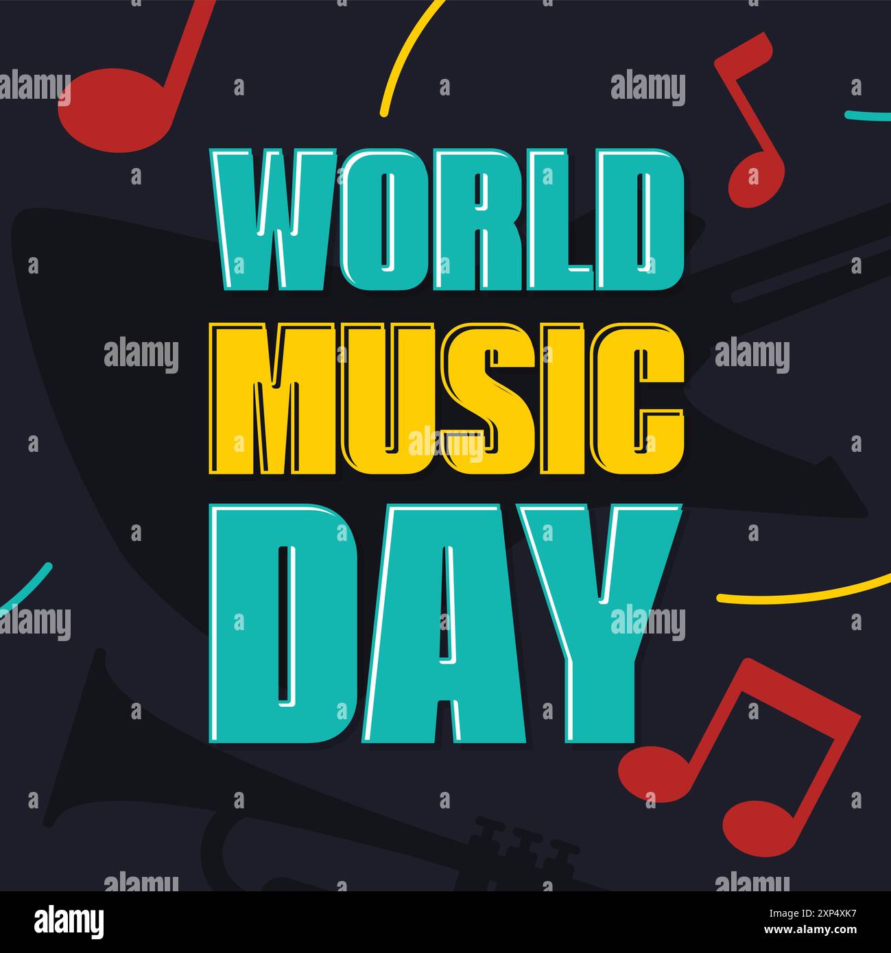 Modèle de conception de fond coloré de la Journée mondiale de la musique. Illustration vectorielle Illustration de Vecteur