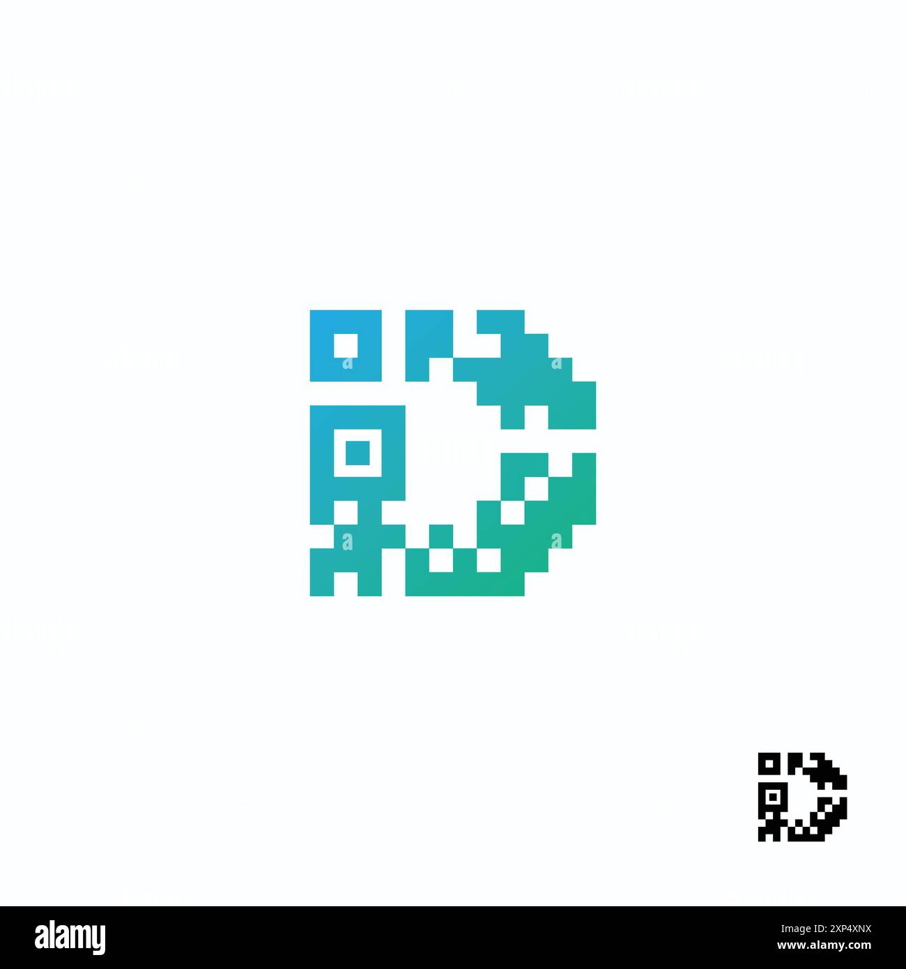 Lettre d Creative technologique moderne données pixel QR Code logo. Illustration vectorielle Illustration de Vecteur