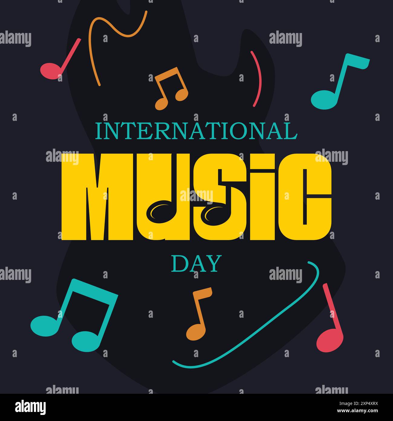 Modèle de conception de fond coloré pour la Journée internationale de la musique. Illustration vectorielle Illustration de Vecteur