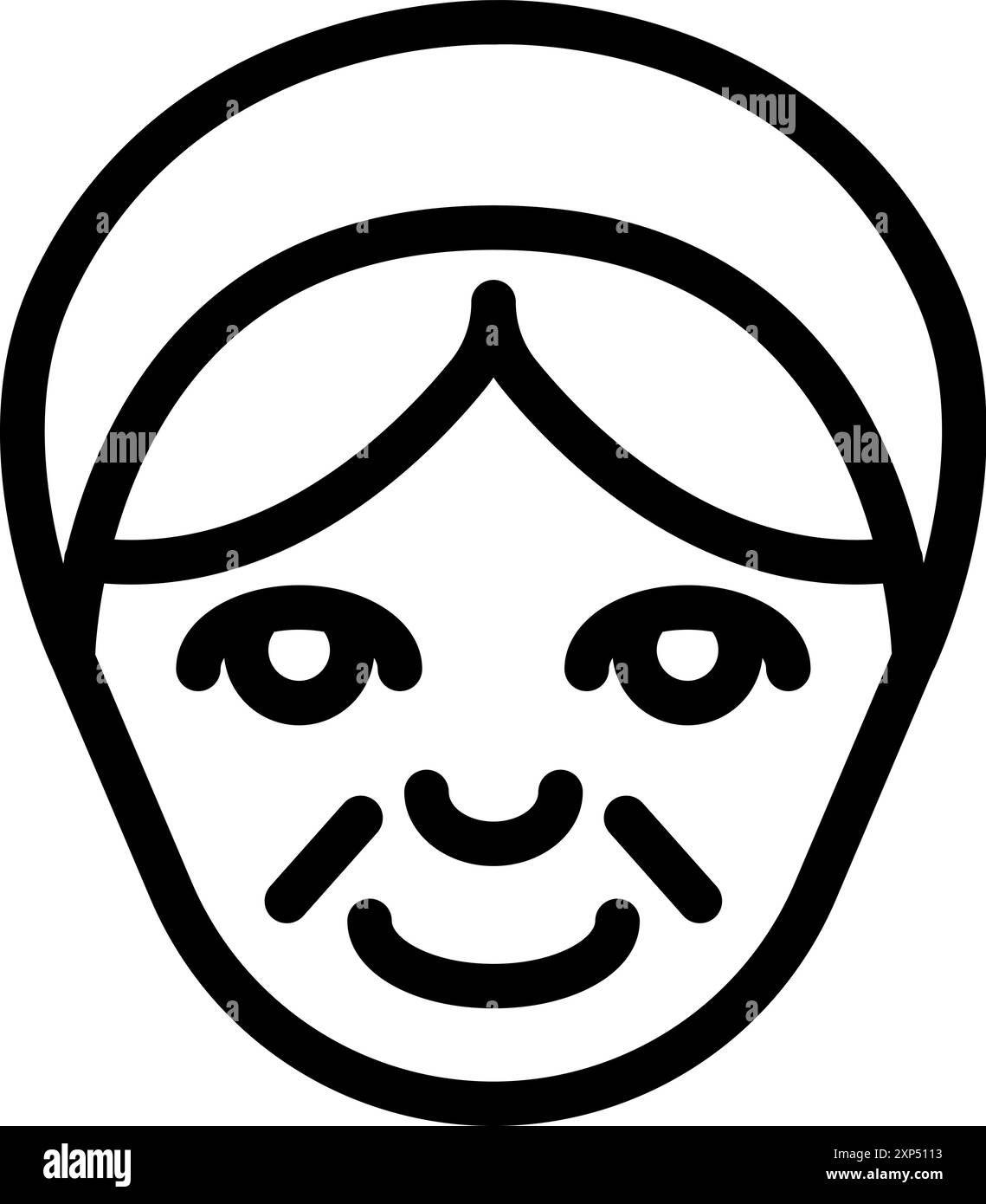 Icône de ligne d'une femme âgée avec des rides sur son visage, représentant le concept de vieillissement et de sagesse Illustration de Vecteur