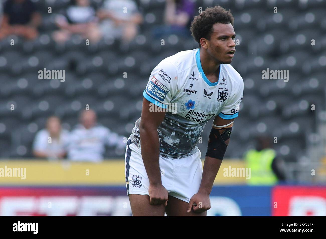 Hull, Royaume-Uni. 03 août 2024. Le MKM Stadium, West Park, Hull, Humberside, East Yorkshire, 3 août 2024. Betfred Super League Hull FC vs St Helens Leon Rush of Hull FC crédit : Touchlinepics/Alamy Live News Banque D'Images