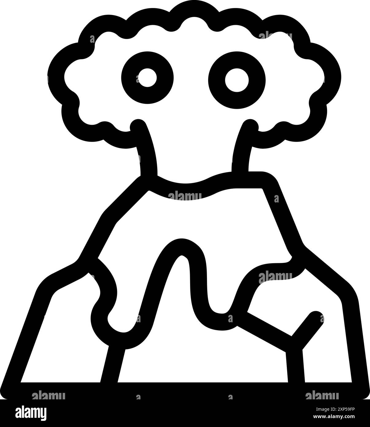 Volcan en éruption avec nuage de cendres au-dessus de la chaîne de montagnes Illustration de Vecteur