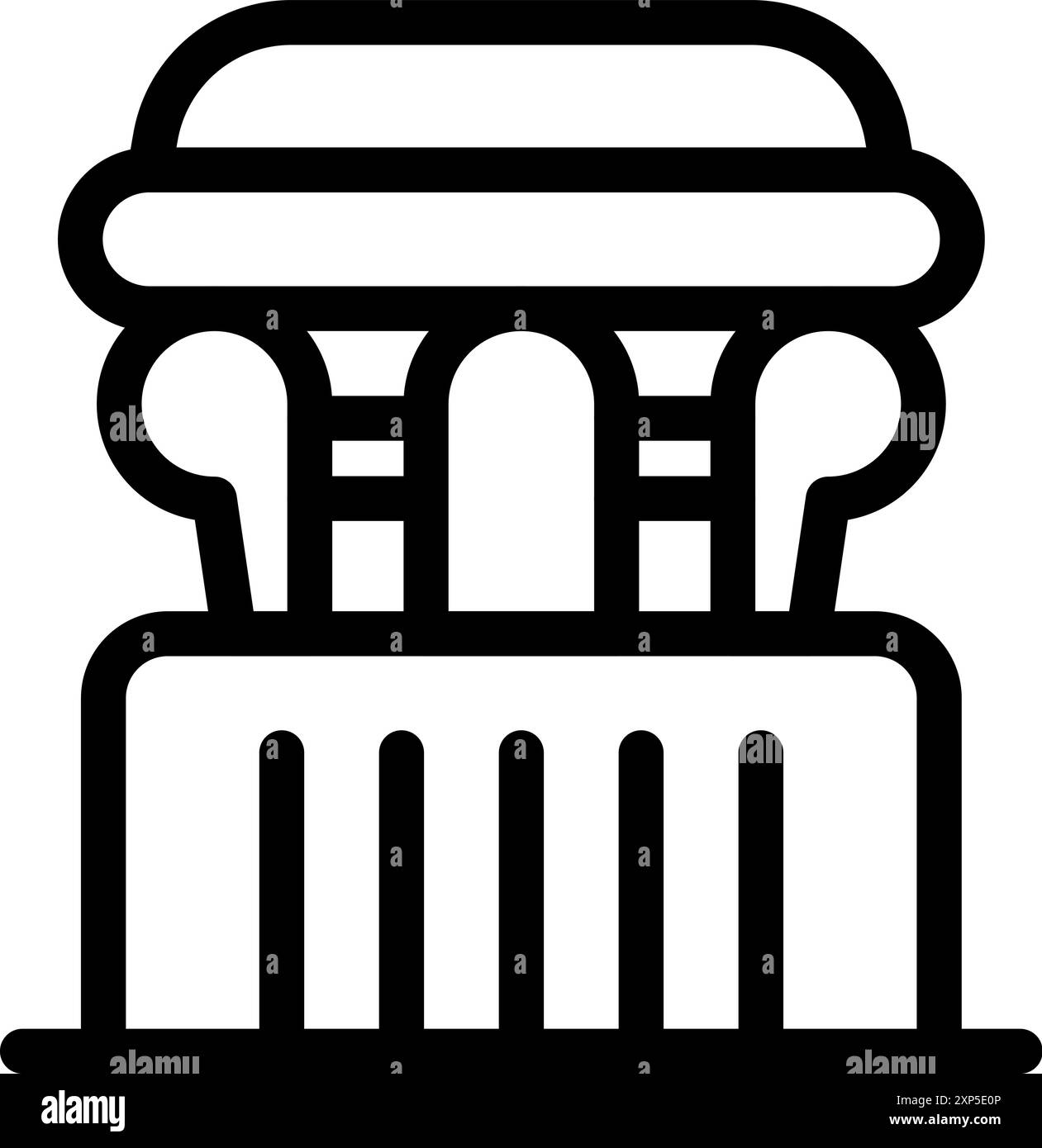 Cette icône représente une structure rappelant l'architecture grecque ou romaine antique, avec des colonnes proéminentes Illustration de Vecteur