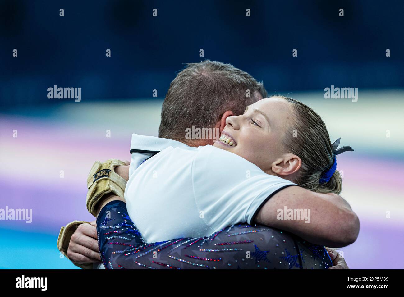 Paris, France. 03 août 2024. Jeux Olympiques, finale de gymnastique artistique féminine au stade Bercy Arena. Jade Carey. Crédit : ABEL F. ROS/Alamy Live News Banque D'Images