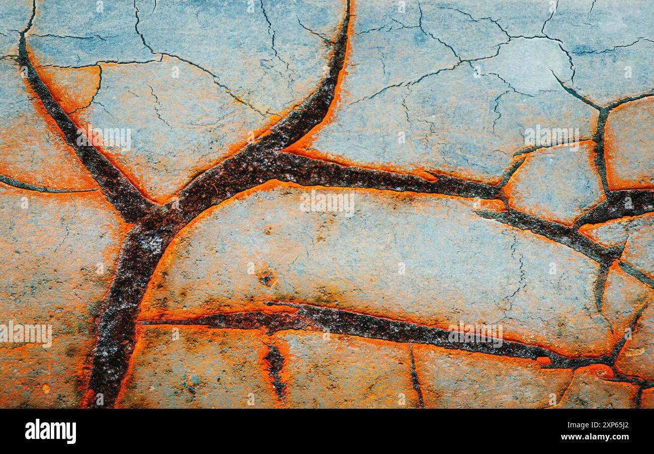 Surface rouillée d'une feuille métallique, texture métallique rouillée et fond métallique oxydé. Banque D'Images