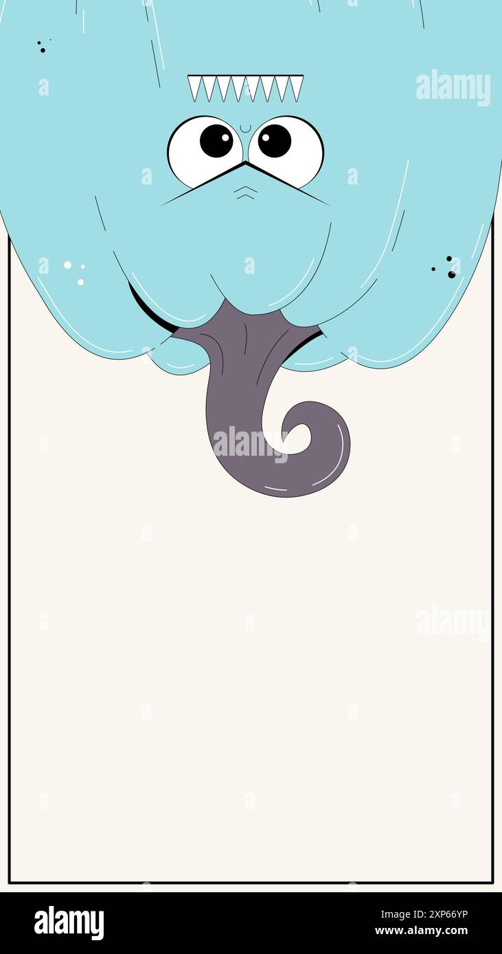 Halloween fond heureux pour les modèles Instagram Stories dans le style rétro à la mode. Cadre de médias sociaux avec groovy personnage bleu citrouille. Illustration vectorielle plate Illustration de Vecteur