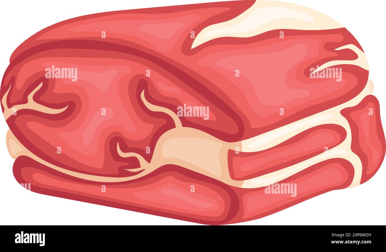 Icône de dessin animé de viande crue. Aliments gras non cuits Illustration de Vecteur