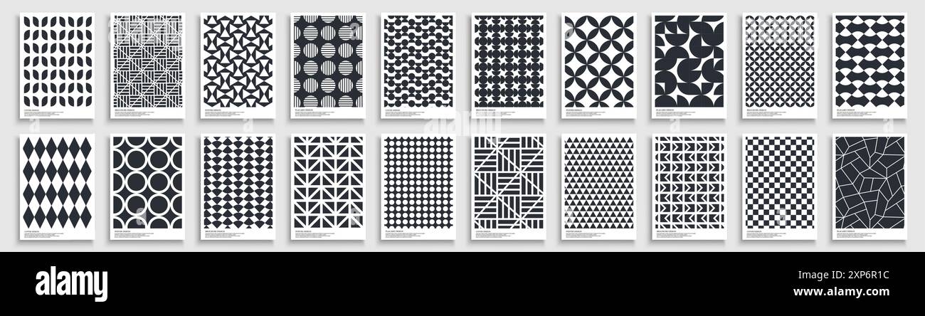 Collection de couvertures géométriques abstraites, modèles, écriteaux, brochures, bannières, arrière-plans. Affiches modernes texturées monochromes, cartes, catalogues Illustration de Vecteur