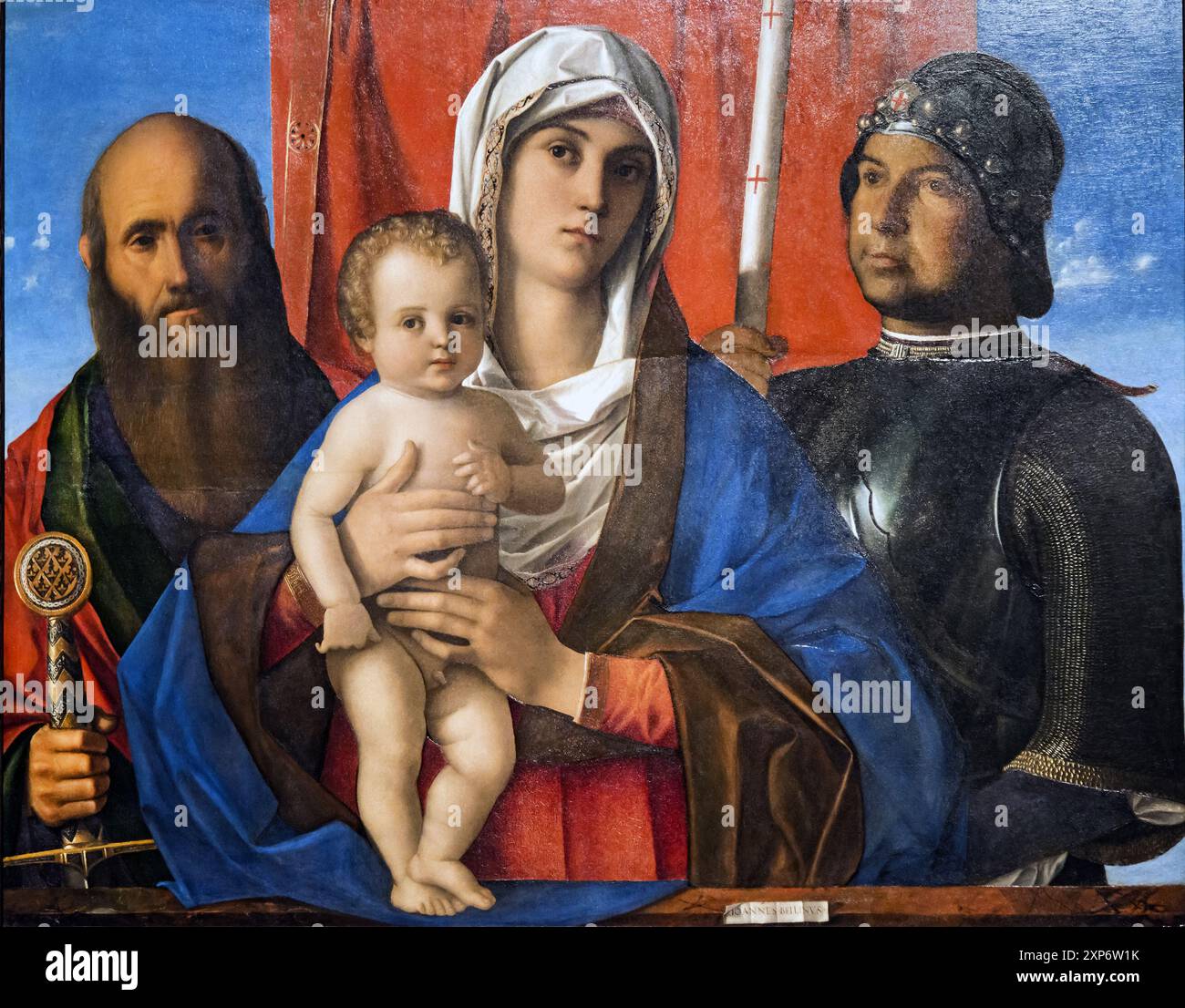 Vierge et enfant , Saint Paul et saint Georges - Giovanni Bellini Banque D'Images