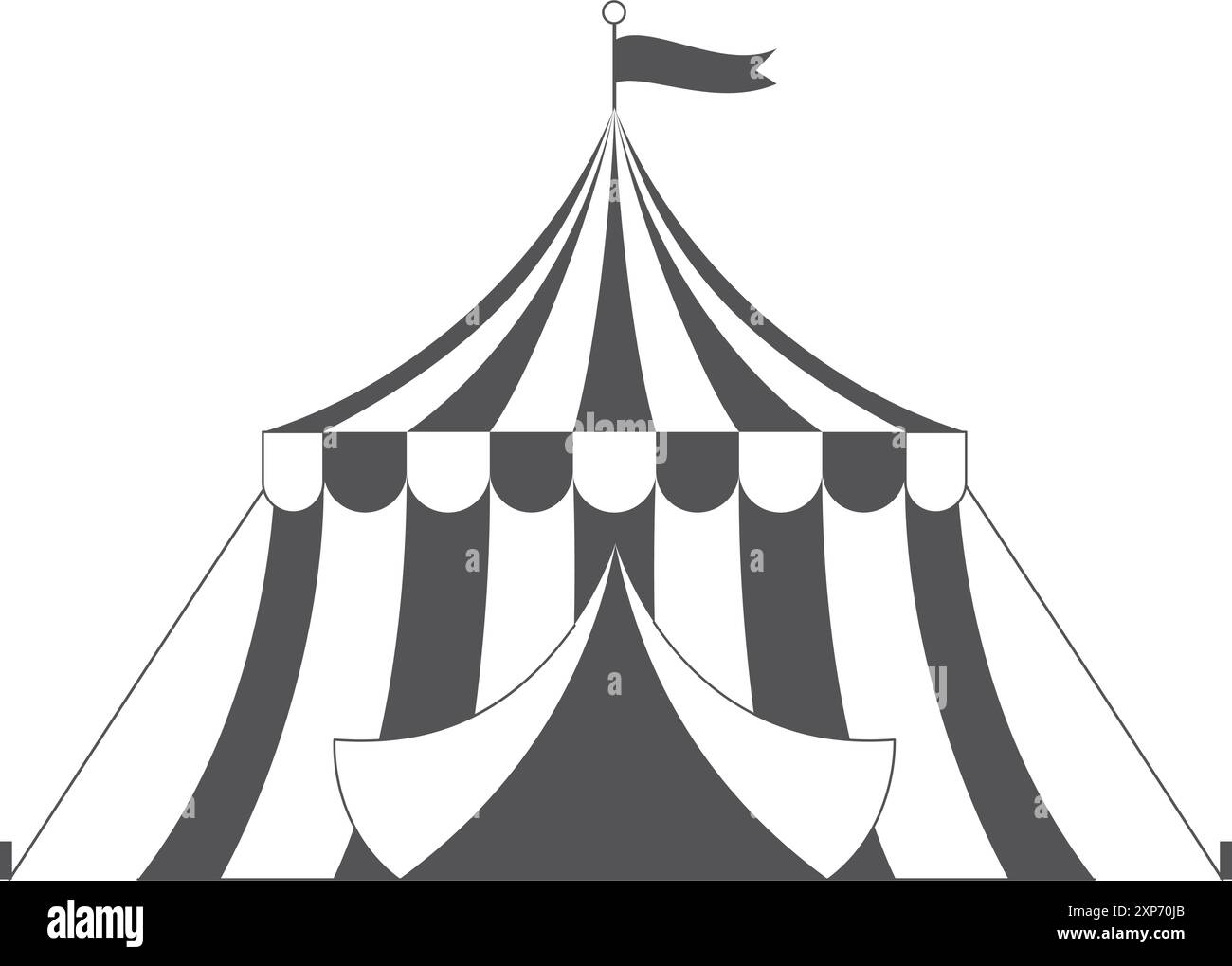 Icône noire de tente de cirque. Symbole du festival. Affiche de fête foraine Illustration de Vecteur