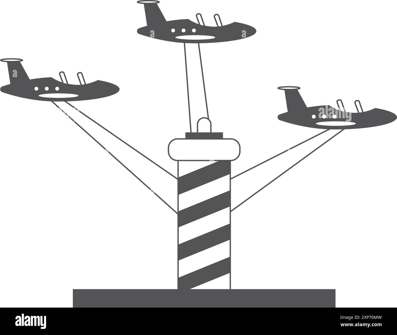 Icône noire de trajet en avion. Attraction du parc d'attractions Illustration de Vecteur