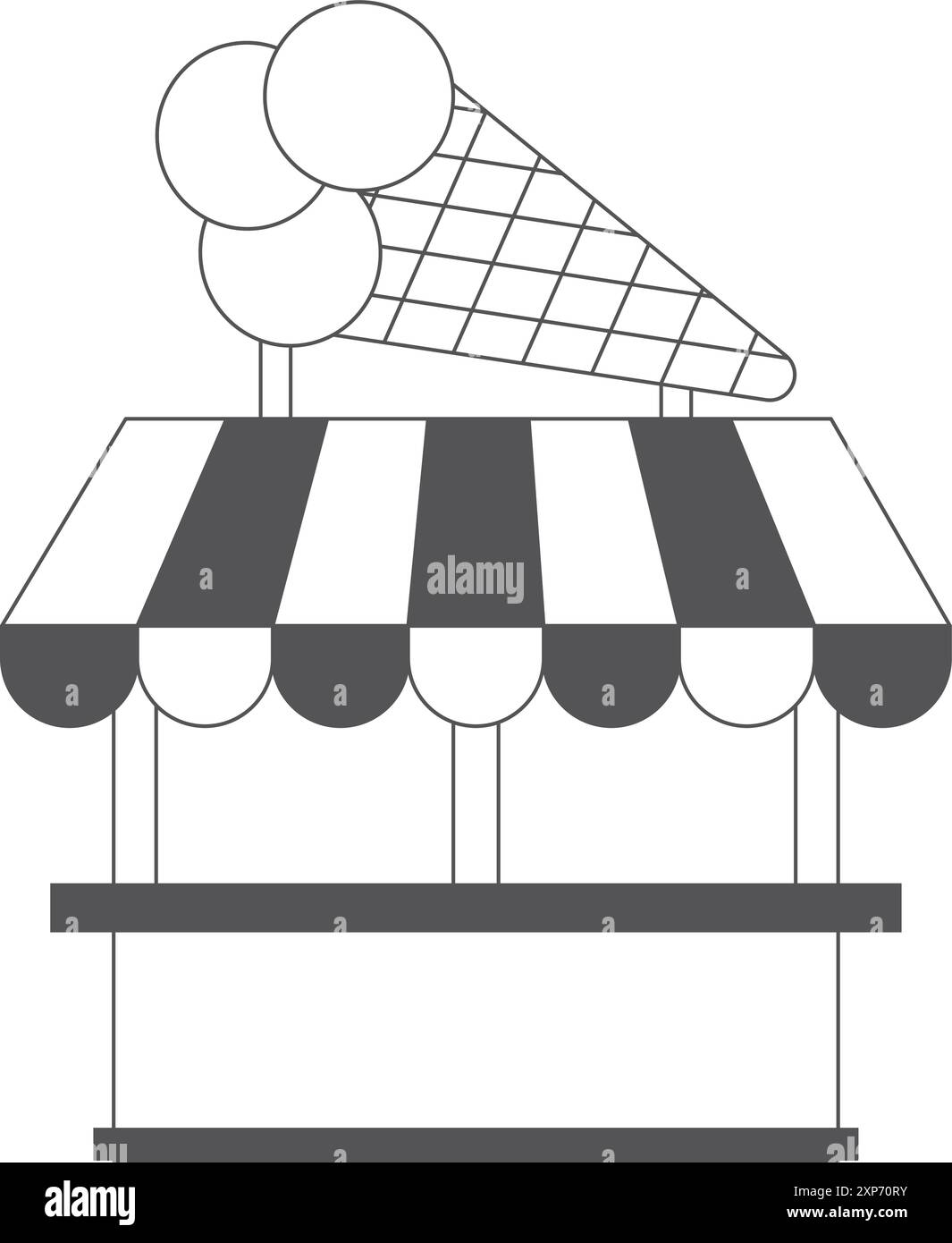 Icône noire de stand de crème glacée. Symbole de kiosque de rue Illustration de Vecteur