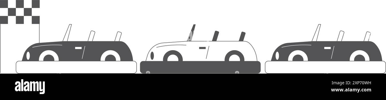 Icône noire de course de voiture pare-chocs. Attraction de conduite Illustration de Vecteur