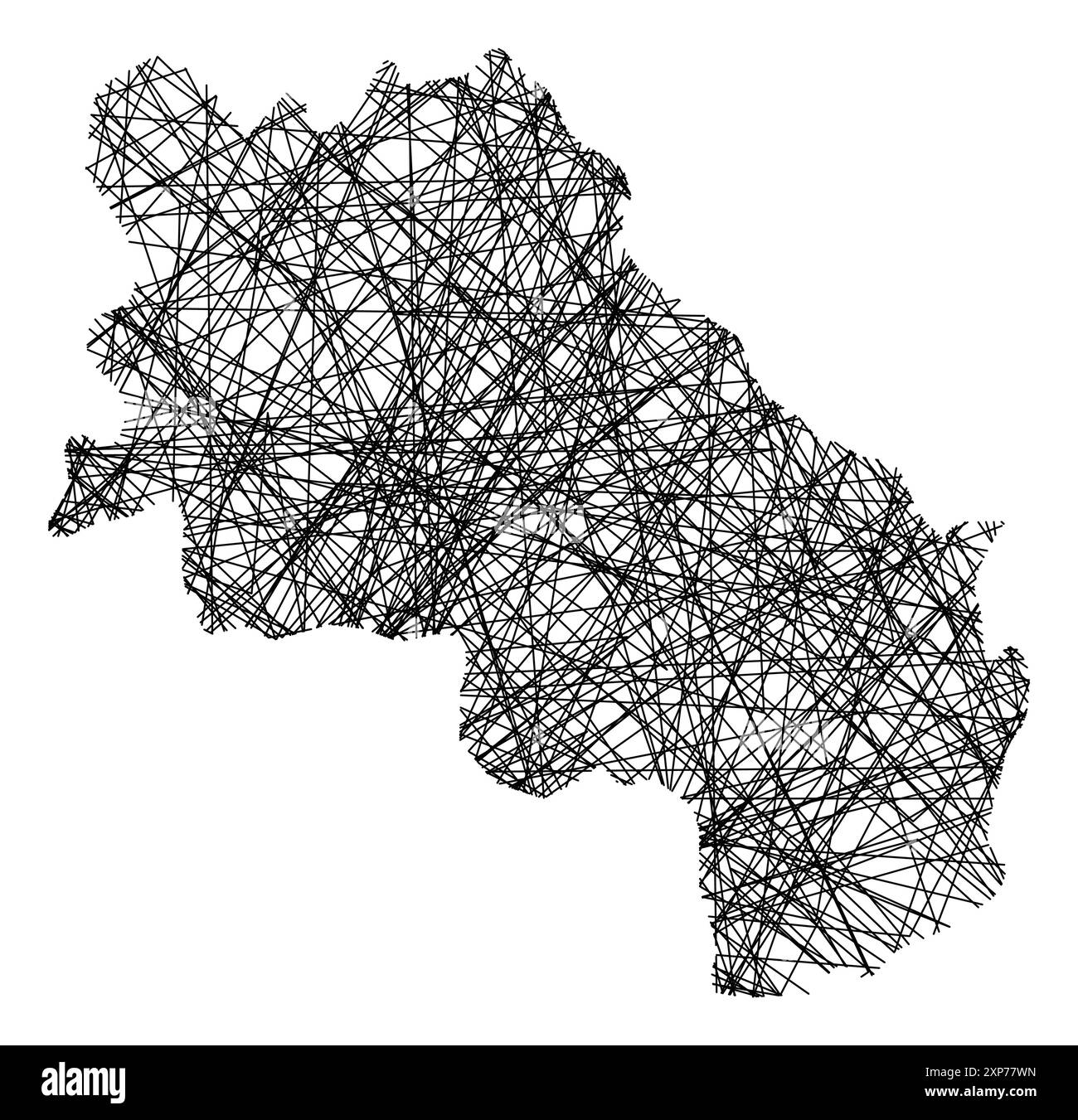 Symbole carte de la province de Sienne (Italie) montrant l'état avec des lignes noires, croisées comme des bâtons de Mikado ou une toile d'araignée Illustration de Vecteur