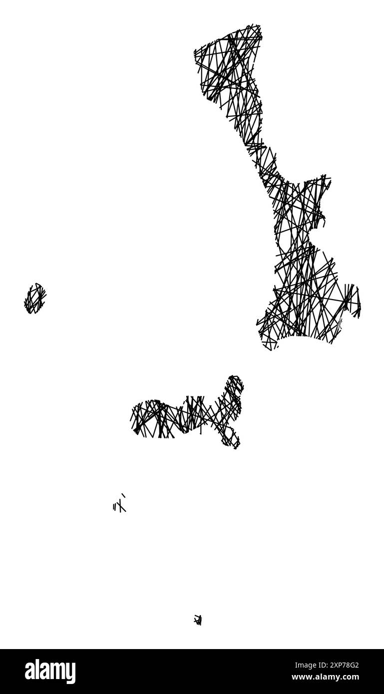 Symbole carte de la province de Livourne (Italie) montrant l'état avec des lignes noires, croisées comme des bâtons de Mikado ou une toile d'araignée Illustration de Vecteur