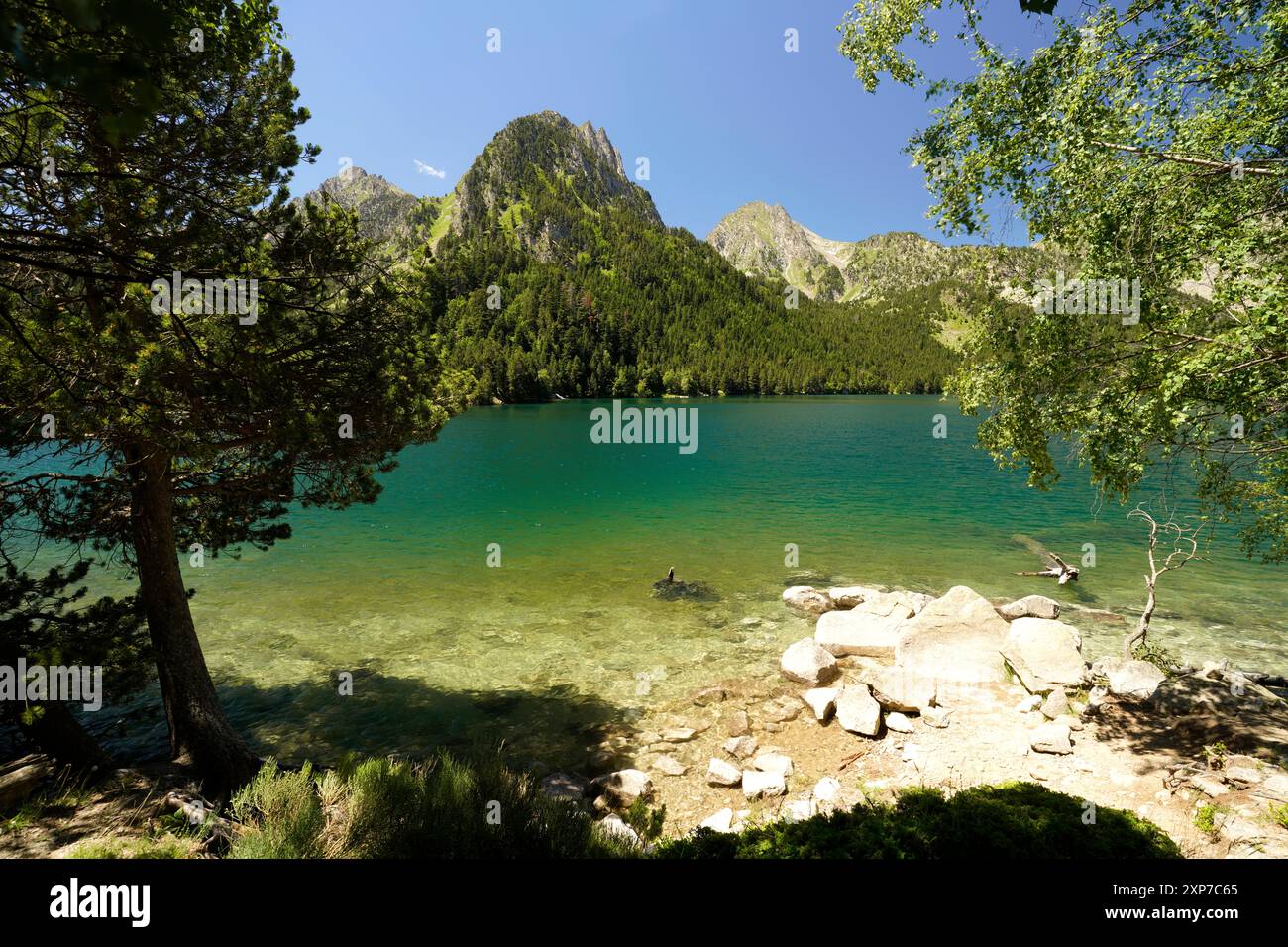 Die Bergkette Els Encantats im Nationalpark Aigüestortes i Estany de Sant Maurici, Katalonien, Spanien, Europa | la chaîne de montagnes Els Encantats at Banque D'Images