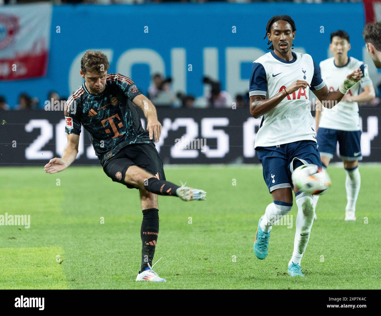 Séoul, Corée du Sud. 3 août 2024. Bayern Munich et Tottenham Hotspur match amical de pré-saison au stade de la Coupe du monde de Séoul à Séoul, Corée du Sud, le 3 août 2024. (Photo : Lee Young-ho/Sipa USA) crédit : Sipa USA/Alamy Live News Banque D'Images