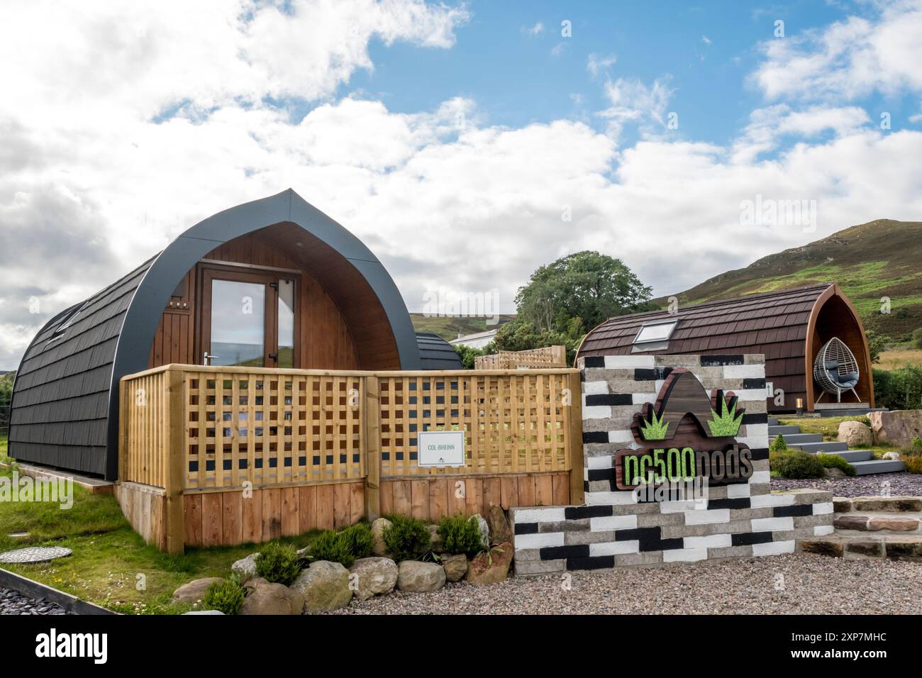 NC500 Pods glamping à Brora, sur la côte est de l'Écosse. Banque D'Images