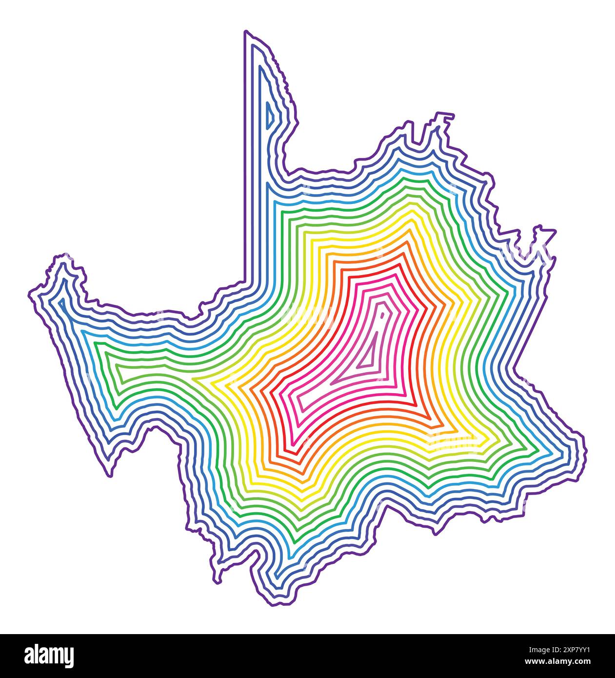 Symbole carte de la province du Cap Nord (Afrique du Sud) montrant la frontière de l'État tamponnée à l'intérieur dans les couleurs de l'arc-en-ciel Illustration de Vecteur