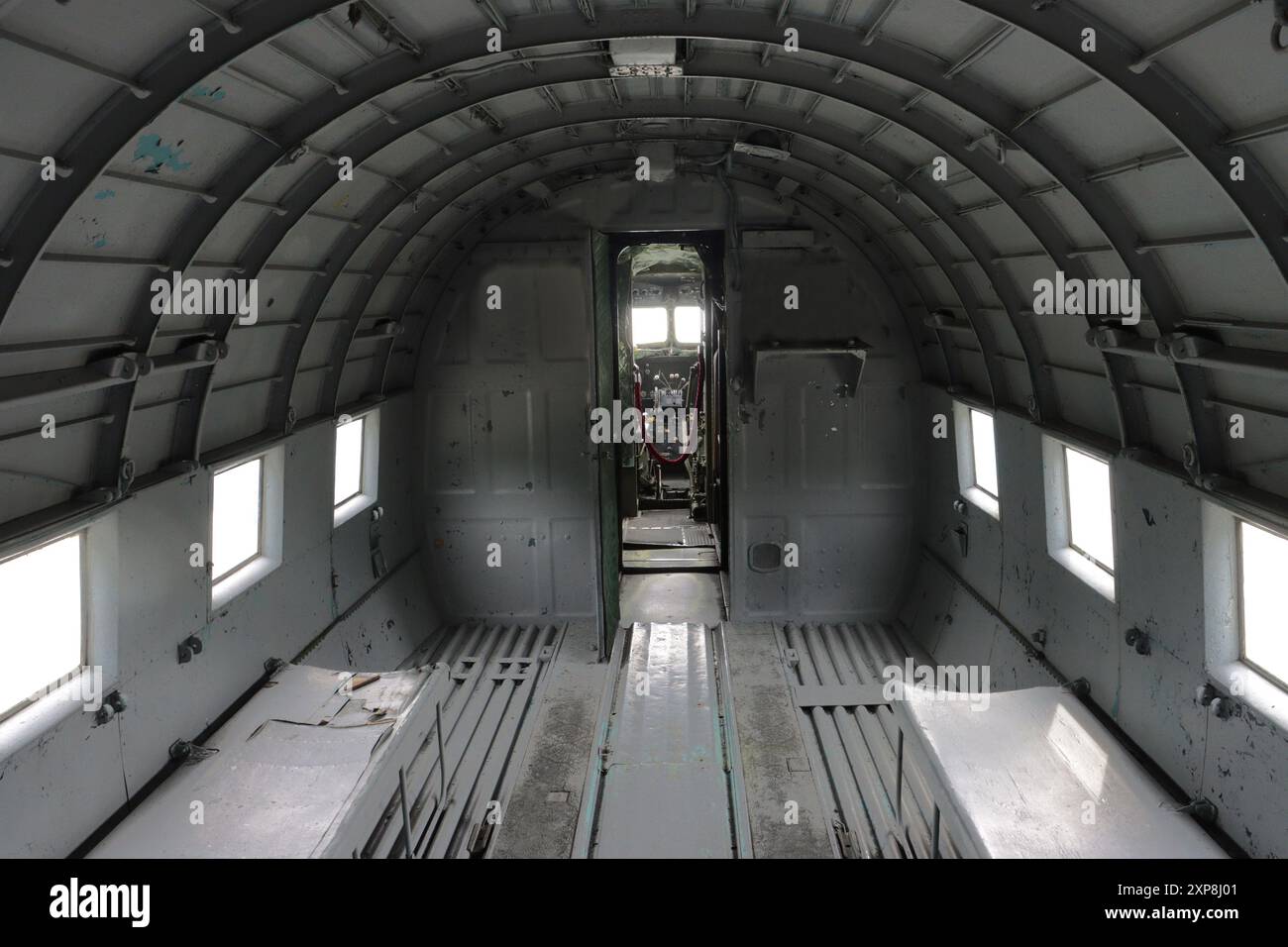 Intérieur d'un vieil avion militaire. Banque D'Images