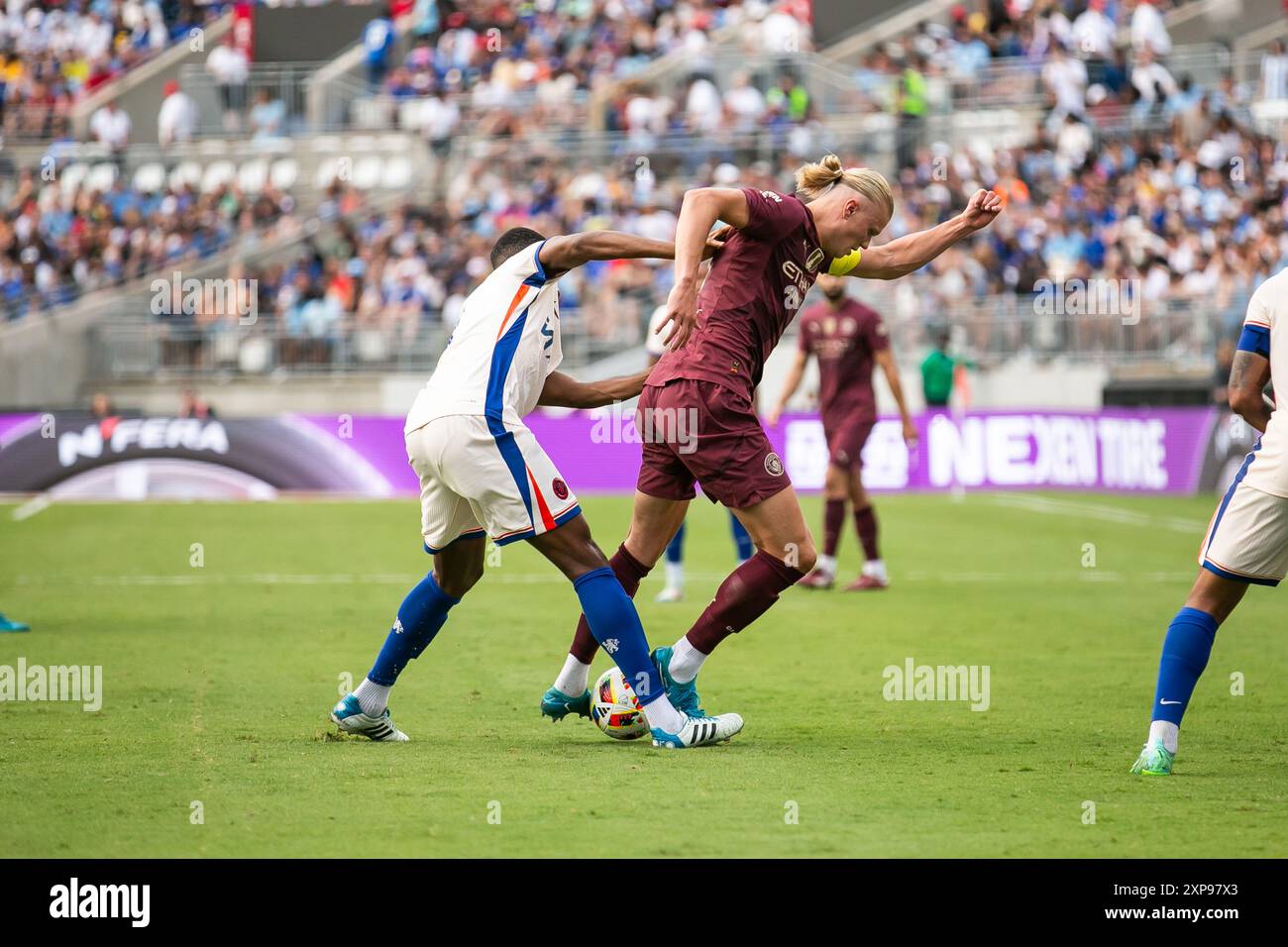 Columbus, Ohio, États-Unis. 3 août 2024. Erling Haaland, attaquant de Manchester City (9 ans). Manchester City affronte le Chelsea FC dans un match amical international au Ohio Stadium. Crédit : Kindell Buchanan/Alamy Live News Banque D'Images