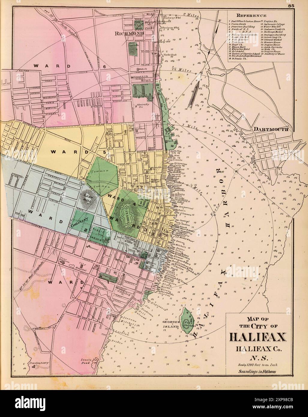 Carte de rue vintage. Halifax Nouvelle-Écosse 1878 Banque D'Images