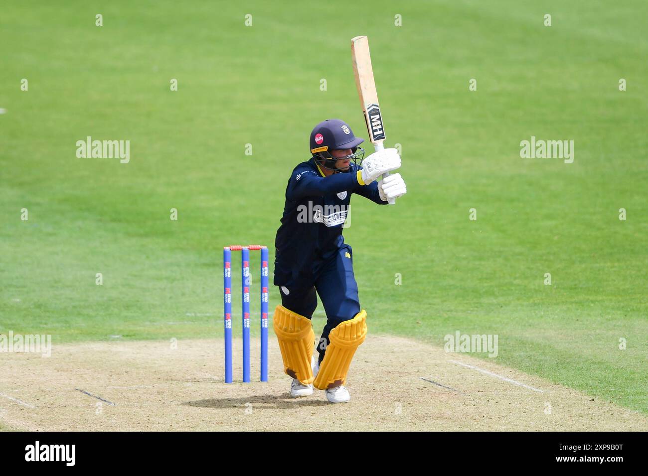 Southampton, Royaume-Uni. 04 août 2024. Felix Organ of Hampshire bat pendant le match de la Metro Bank One Day Cup entre le Hampshire et le Lancashire à l'Utilita Bowl. Crédit : Dave Vokes/Alamy Live News Banque D'Images