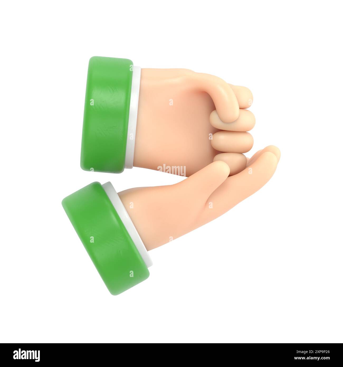 Geste D'AIDE asl. Geste de la main, paume et poing. Communication non verbale. Gestes de langage. illustration 3d conception plate. Hand icon.3D rendu sur whit Banque D'Images