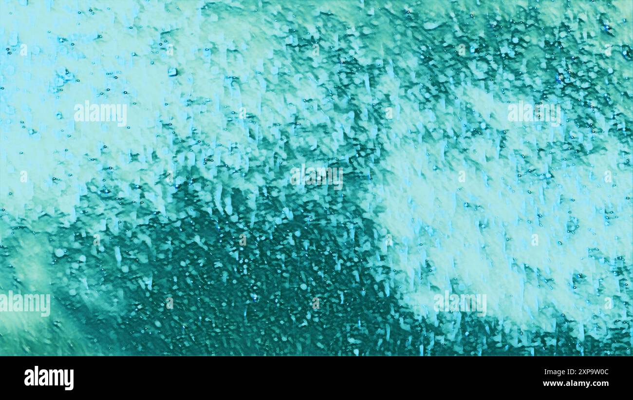 Dynamique cyan bleu aqua pixel texture éclaboussures éclaboussures bulles écoulement art illustration abstrait fond. Banque D'Images