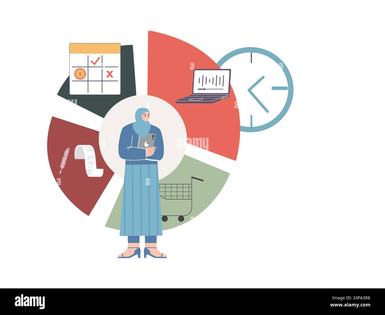 contrôle de l'auto-gestion organisez un programme d'activité de productivité constante perfectionnisme des tâches Illustration de Vecteur